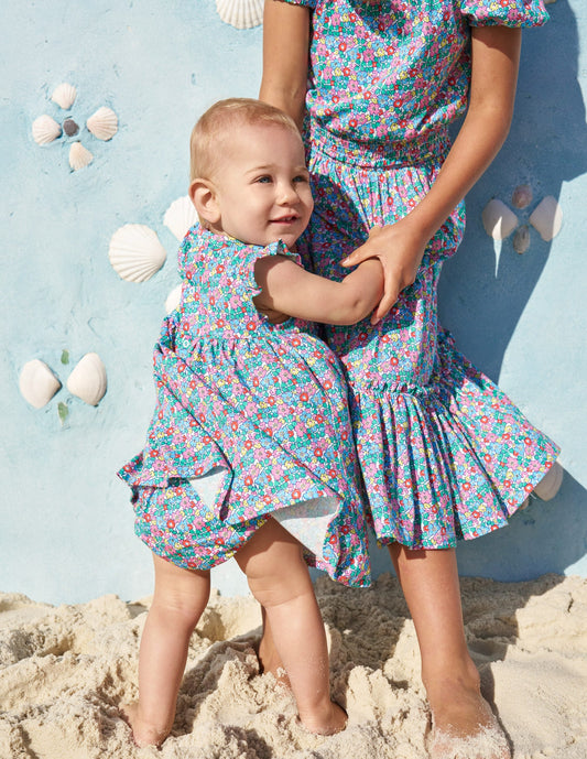 Jersey Frill Sleeve Dress-Multi Flowerbed