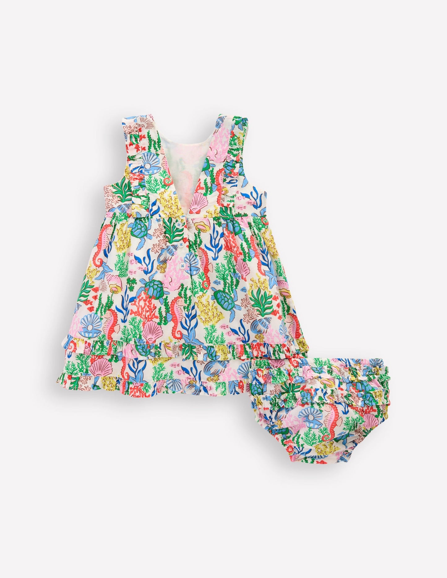 Frilly Pinny Dress-Multi Coral Cove